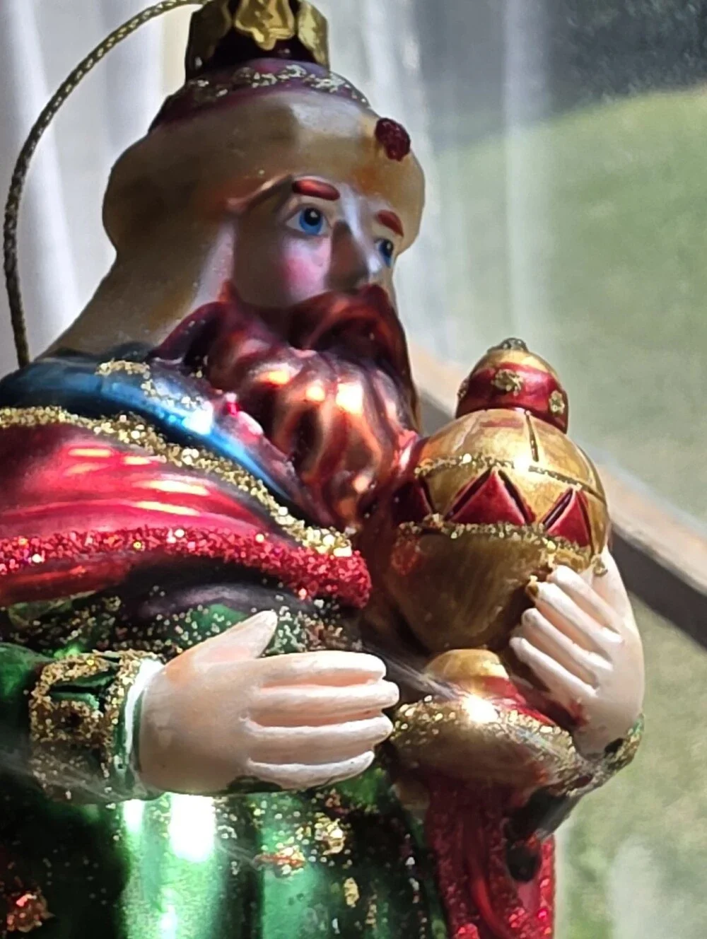 Set of 2 Premium Blown Glass Wise Men Ornaments